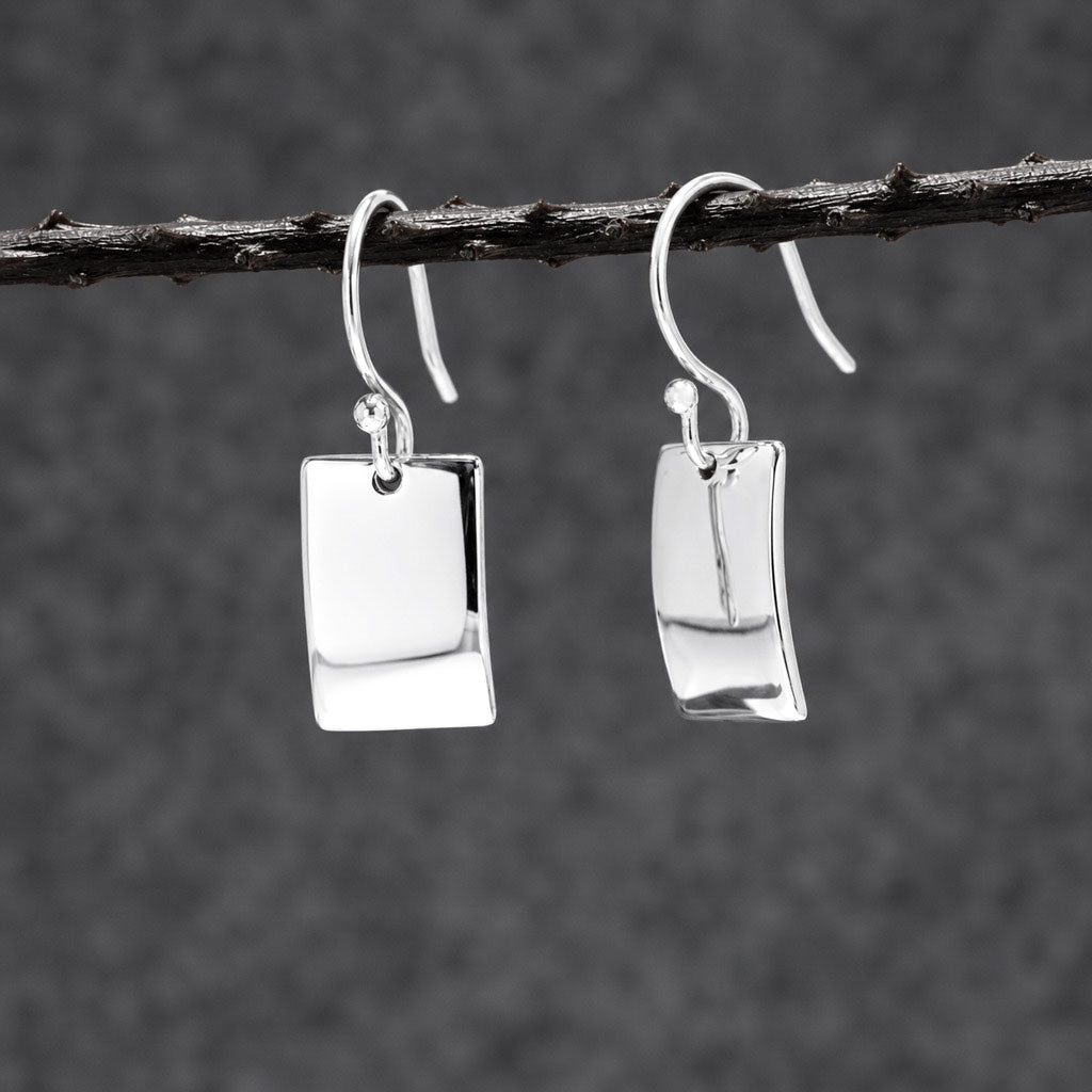 Artemis Small Rectangle Silver Dangle Earrings