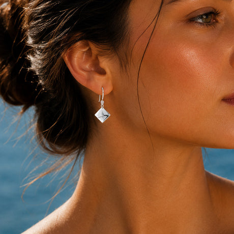Artemis Small Rhombus Silver Dangle Earrings