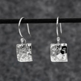 Artemis Small Square Hammered Silver Dangle Earrings
