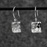 Artemis Small Square Hammered Silver Dangle Earrings