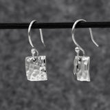 Artemis Small Square Hammered Silver Dangle Earrings