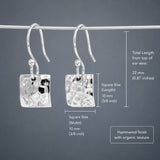 Artemis Small Square Hammered Silver Dangle Earrings