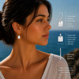 Artemis Small Square Silver Dangle Earrings