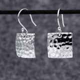 Artemis Square Hammered Silver Dangle Earrings