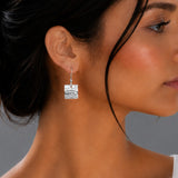 Artemis Square Hammered Silver Dangle Earrings