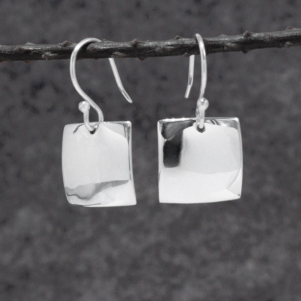Artemis Square Silver Dangle Earrings