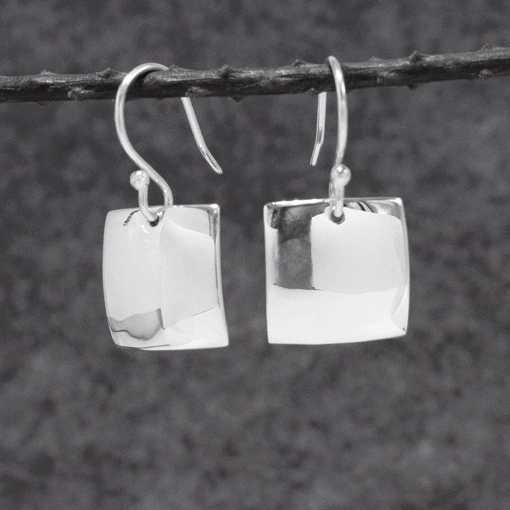 Artemis Square Silver Dangle Earrings