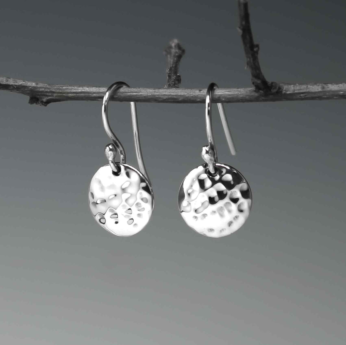 Artemis Disc Hammered Silver Dangle Earrings