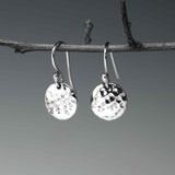Artemis Disc Hammered Silver Dangle Earrings