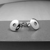 Artemis Small Off-Center Disc Silver Stud Earrings