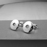 Artemis Small Off-Center Disc Silver Stud Earrings