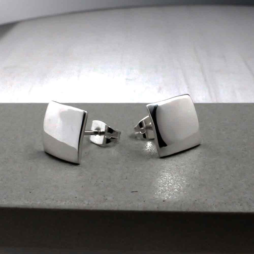 Artemis Small Square Silver Stud Earrings