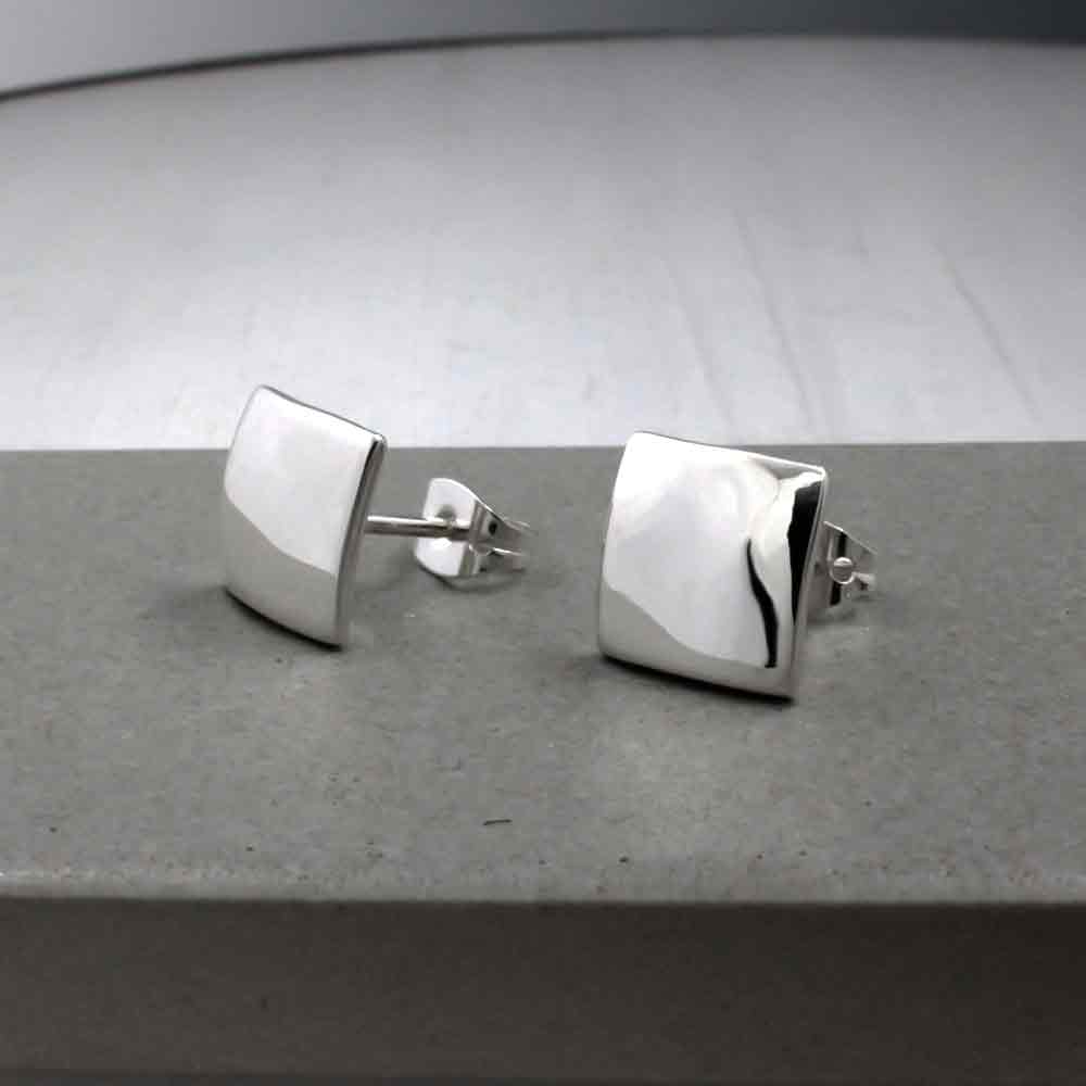 Artemis Small Square Silver Stud Earrings