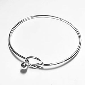 Aran - Knot with Bead Clasp Silver Rigid Bracelet