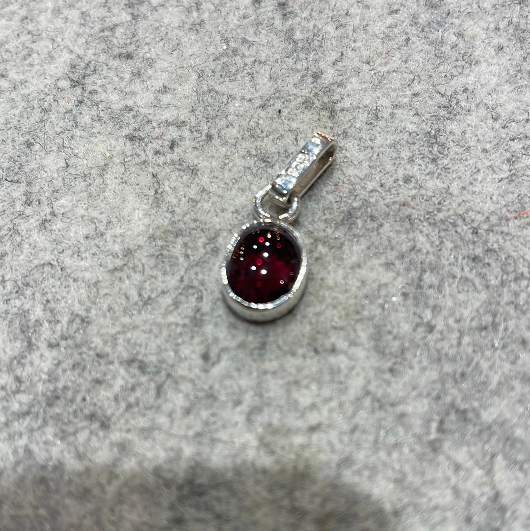 Candy - Red Garnet Silver Pendant