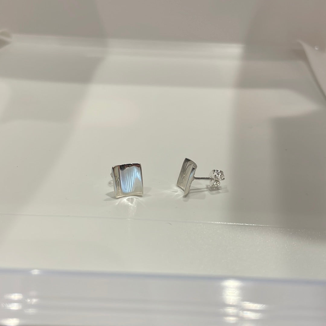 Selene Small Square Folded Silver Stud Earrings