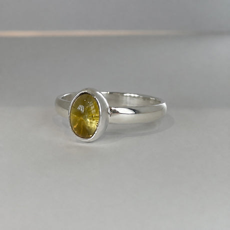 Candy Citrine Oval Cabochon Silver Ring