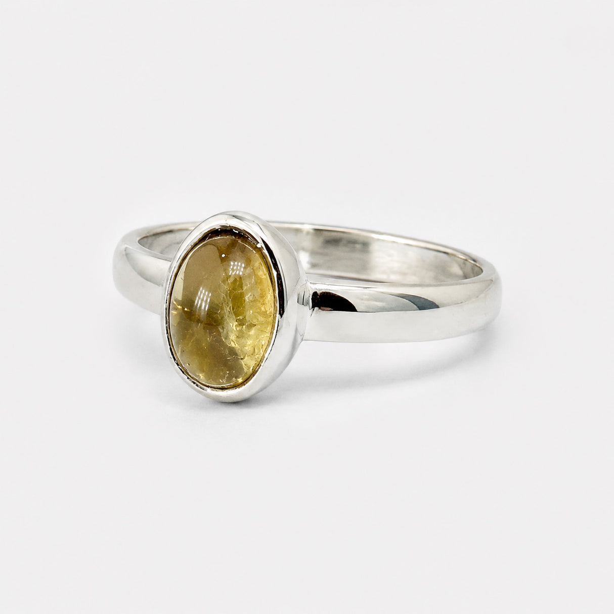 Candy Citrine Oval Cabochon Silver Ring