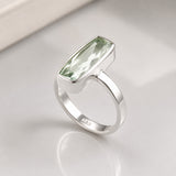 Candy Green Amethyst Faceted Tapered Baguette Silver Ring