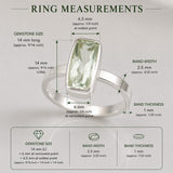 Candy Green Amethyst Faceted Tapered Baguette Silver Ring