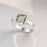Candy Green Amethyst Faceted Silver Ring