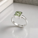 Candy Green Amethyst Faceted Silver Ring