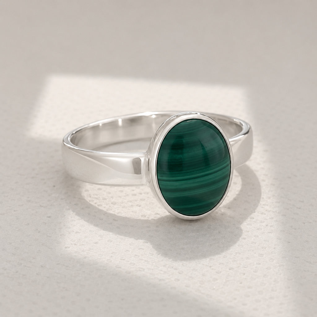 Candy Green Malachite Silver Ring