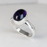 Candy Oval Amethyst Cabochon Silver Ring