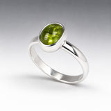 Candy Peridot Oval Cabochon Silver Ring