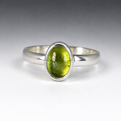 Candy Peridot Oval Cabochon Silver Ring