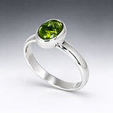 Candy Peridot Oval Cabochon Silver Ring