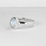Candy Rainbow Moonstone Oval Cabochon Silver Ring