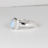 Candy Rainbow Moonstone Oval Cabochon Silver Ring