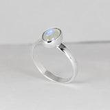 Candy Rainbow Moonstone Oval Cabochon Silver Ring
