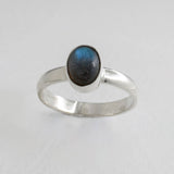 Candy - Small Oval Labradorite Cabochon Silver Ring