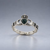 Celtic Claddagh Connemara Heart & Pyrite Woven Silver Ring