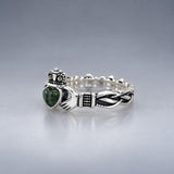 Celtic Claddagh Connemara Heart & Pyrite Woven Silver Ring