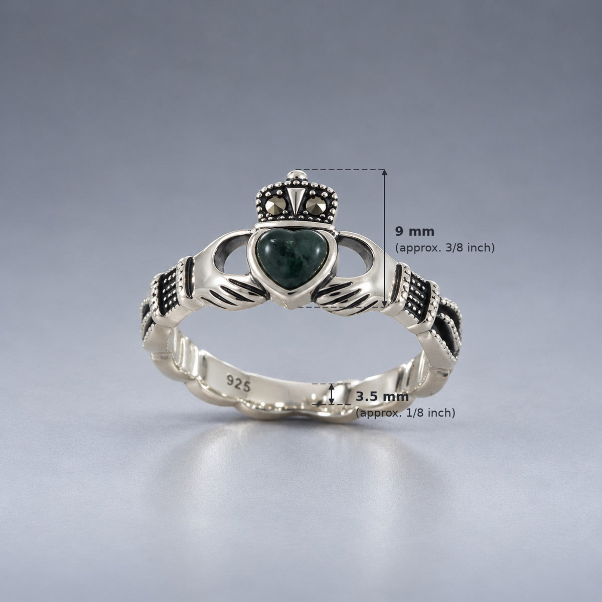 Celtic Claddagh Connemara Heart & Pyrite Woven Silver Ring