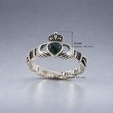 Celtic Claddagh Connemara Heart & Pyrite Woven Silver Ring