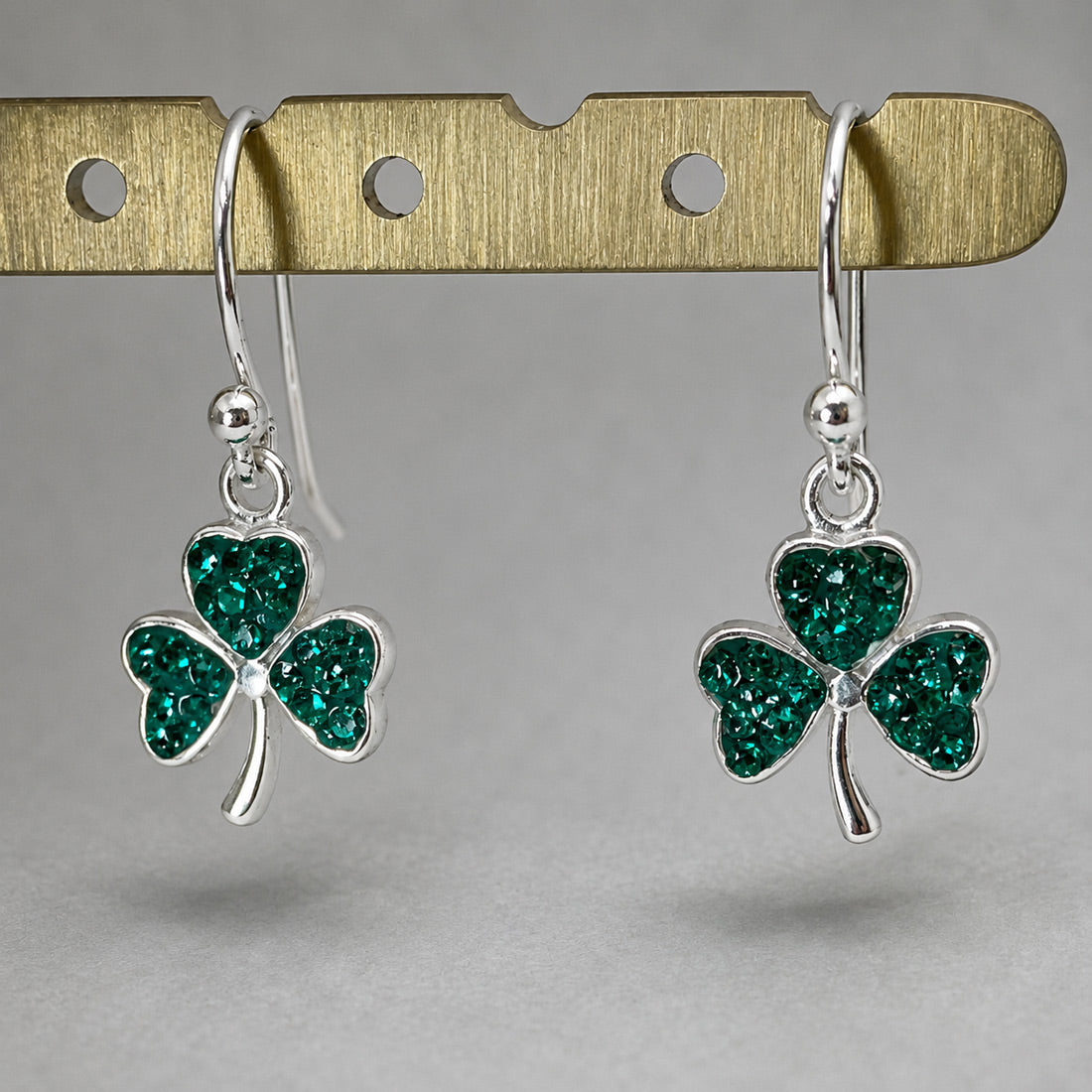 Celtic Shamrock with CZ Silver Dangle Earrings