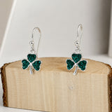 Celtic Shamrock with CZ Silver Dangle Earrings