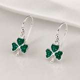 Celtic Shamrock with CZ Silver Dangle Earrings