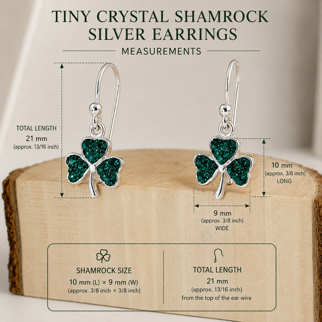 Celtic Shamrock with CZ Silver Dangle Earrings