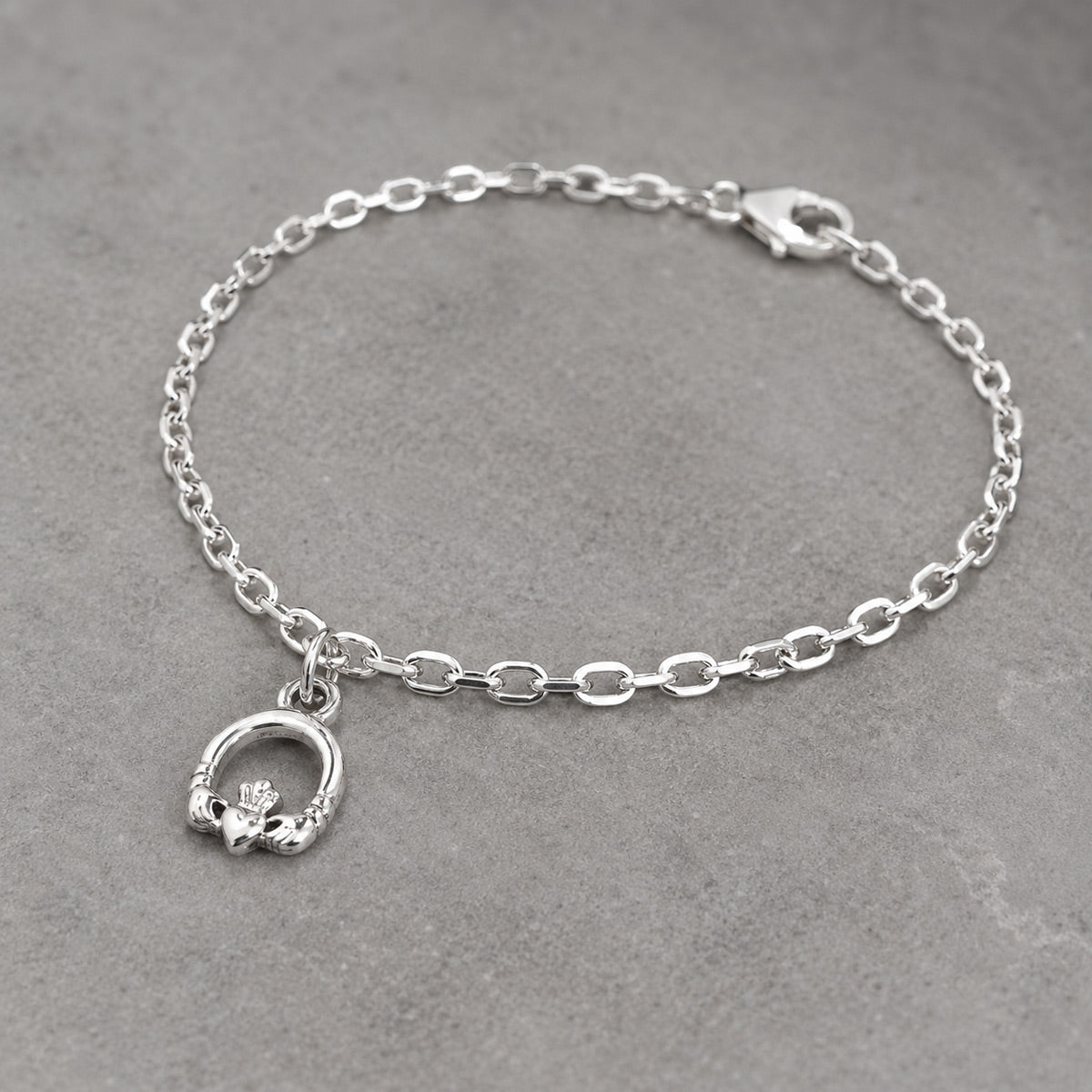 Celtic Tiny Claddagh Arch Silver Charm Bracelet