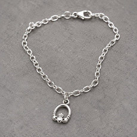 Celtic Tiny Claddagh Arch Silver Charm Bracelet