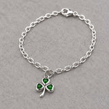 Celtic Tiny Shamrock with CZ Silver Charm Silver Bracelet