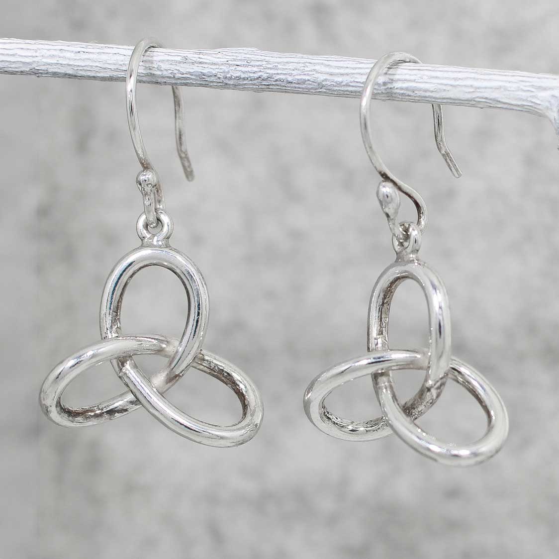Celtic Trinity Knot Silver Dangle Earrings