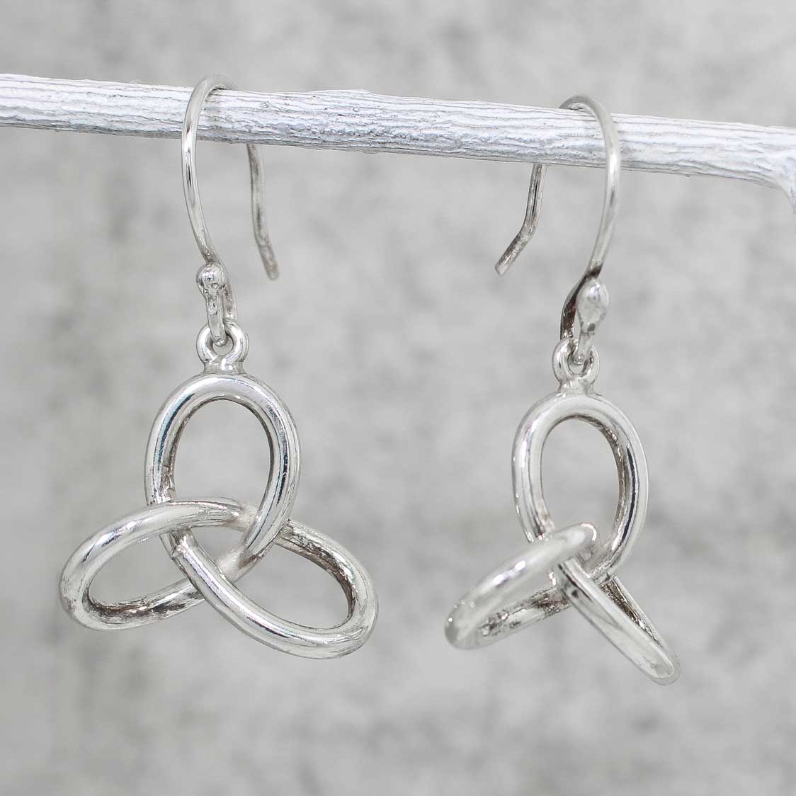 Celtic Trinity Knot Silver Dangle Earrings