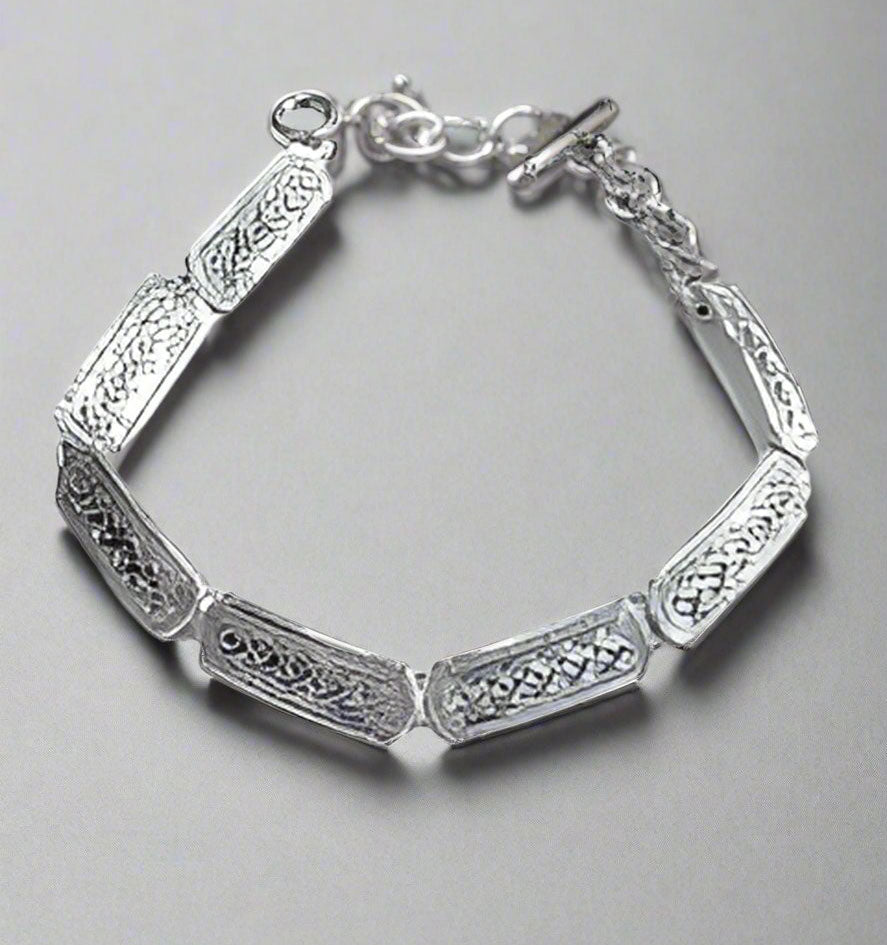 Celtic Weave Bar Silver Link Bracelet