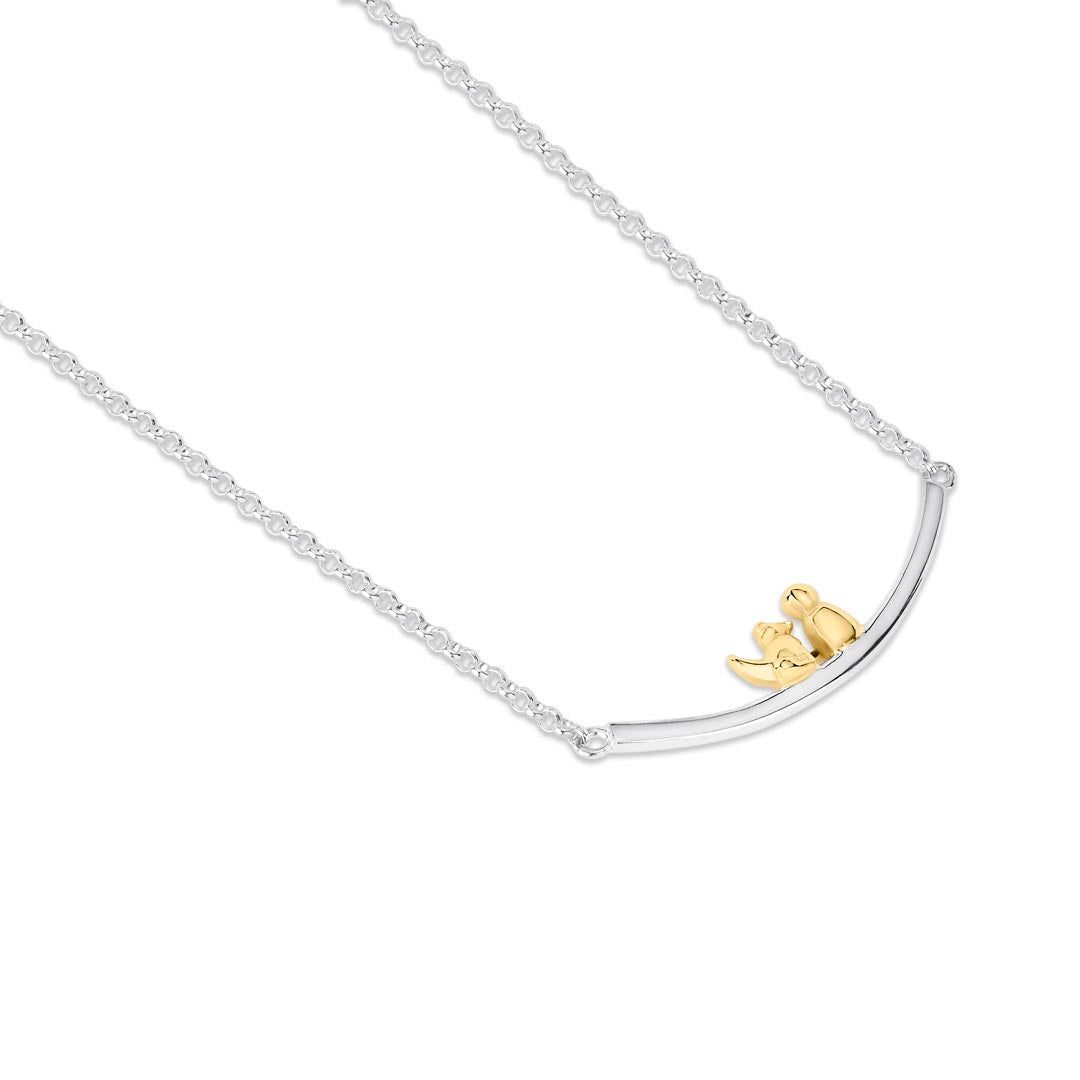 Clan 9K Yellow Gold and Sterling Silver Bar Pendant